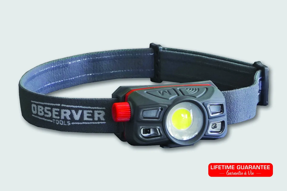 Linterna frontal recargable OBS-HL350, 450 lúmenes - Potente y compacta | Observer Tools