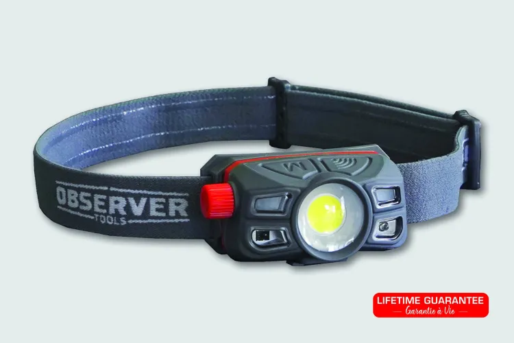 Wiederaufladbare Stirnlampe OBS-HL350, 450 Lumen – Leistungsstark & ​​Kompakt | Observer Tools