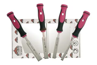 Set di scalpelli professionali per legno con manico in acciaio 2K, 4 pezzi 3561 04 | Scalpello | Stubai