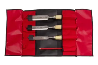 4-teiliges Zimmermannsmeißelset in einer Rolltasche S3576 04 | Meißel | Stubai