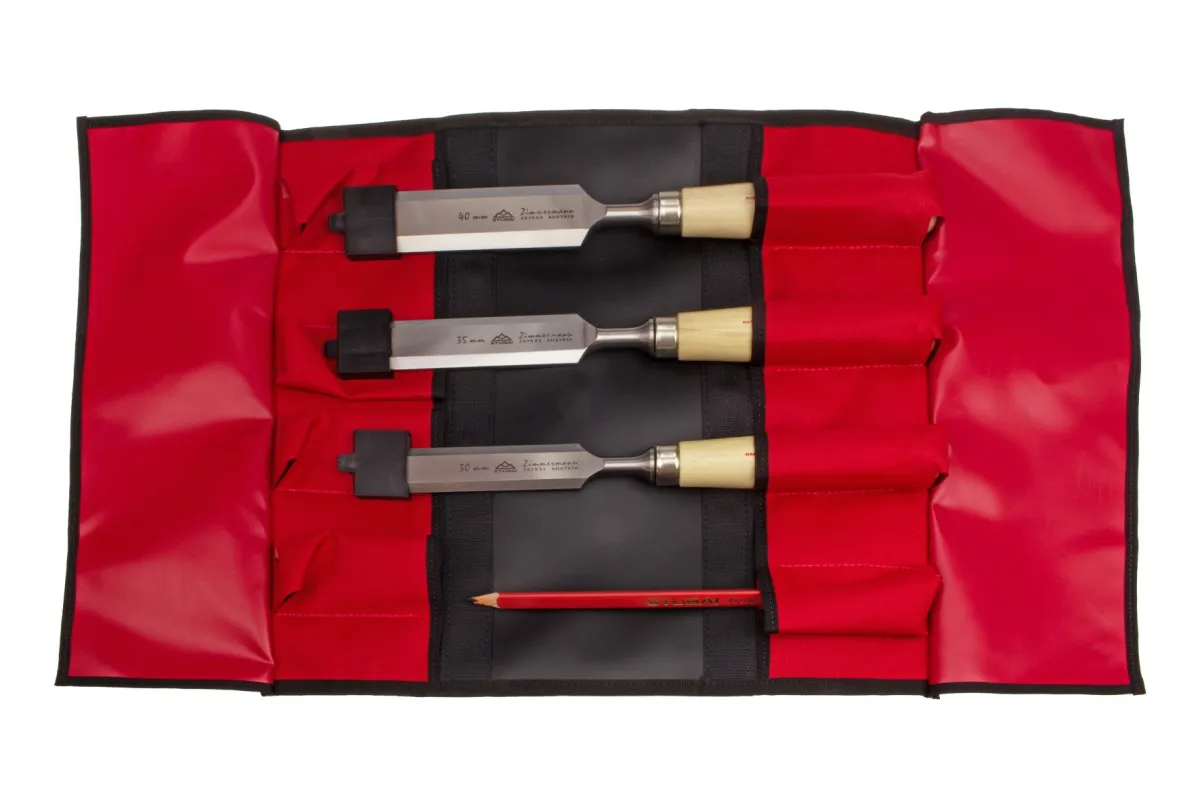 Juego de 4 cinceles de carpintero en una bolsa enrollable. S3576 04 | Cincel | Stubai