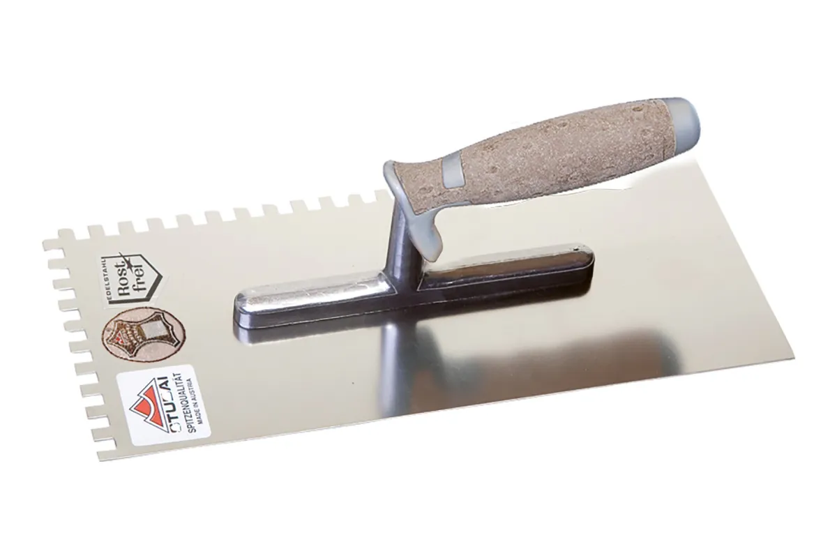 Spatola per colla dentellata 4336 52LE | Cazzuola con manico in cuoio | Stubai